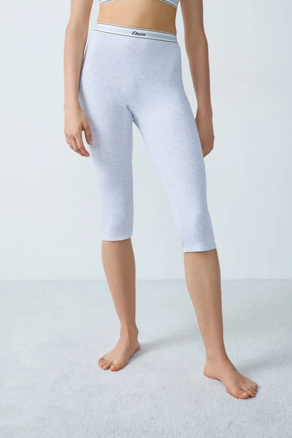 New ETAM Pantalones cortos de ciclista de algodón acanalado GRIS CLARO