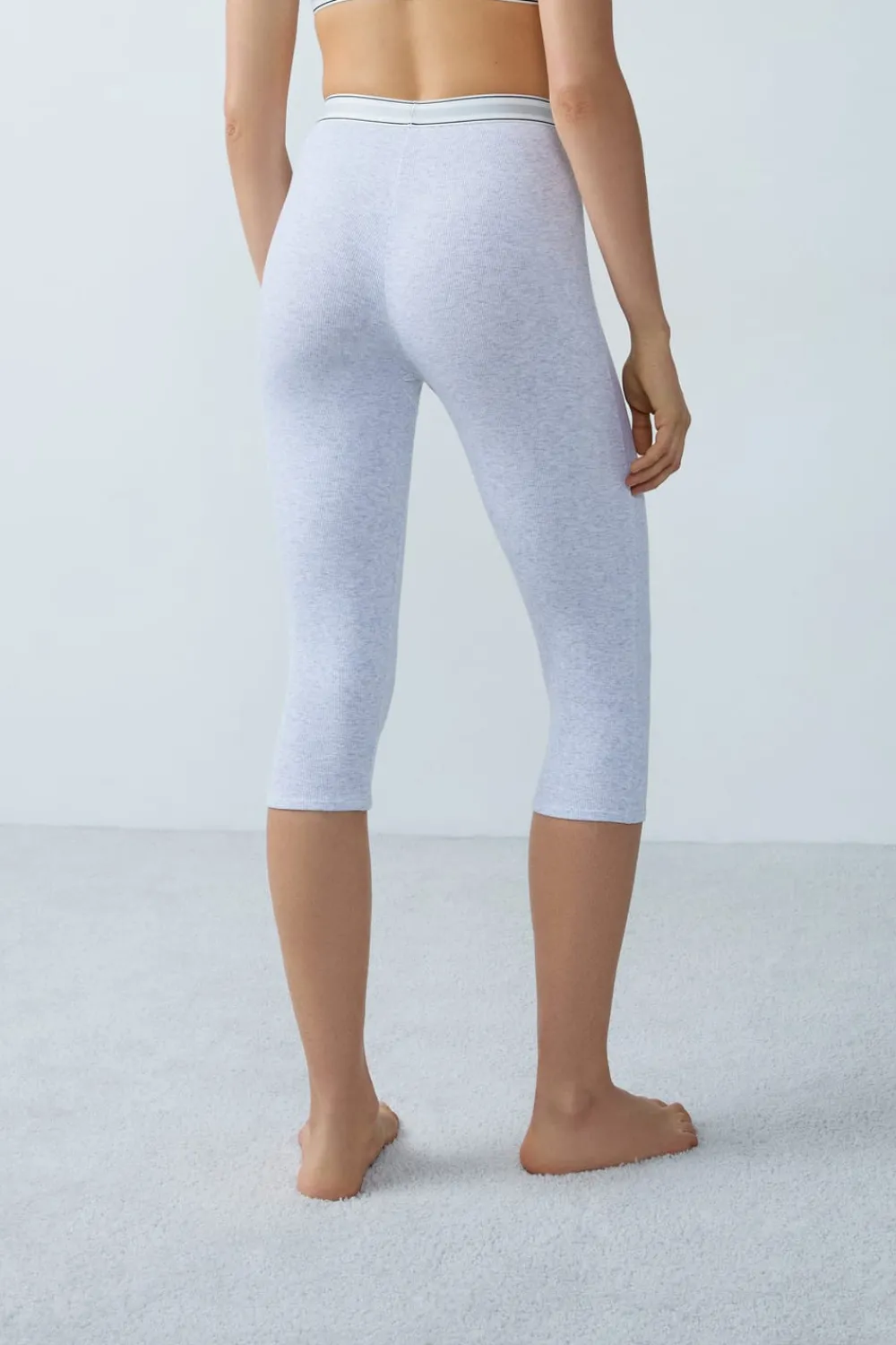 New ETAM Pantalones cortos de ciclista de algodón acanalado GRIS CLARO