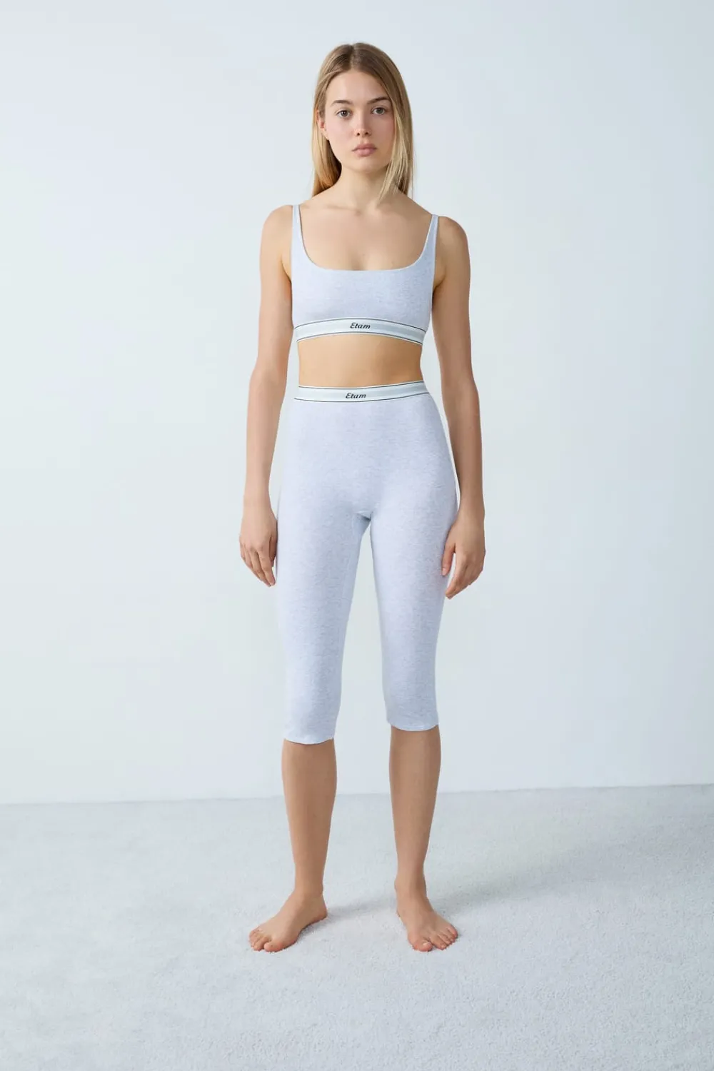 New ETAM Pantalones cortos de ciclista de algodón acanalado GRIS CLARO