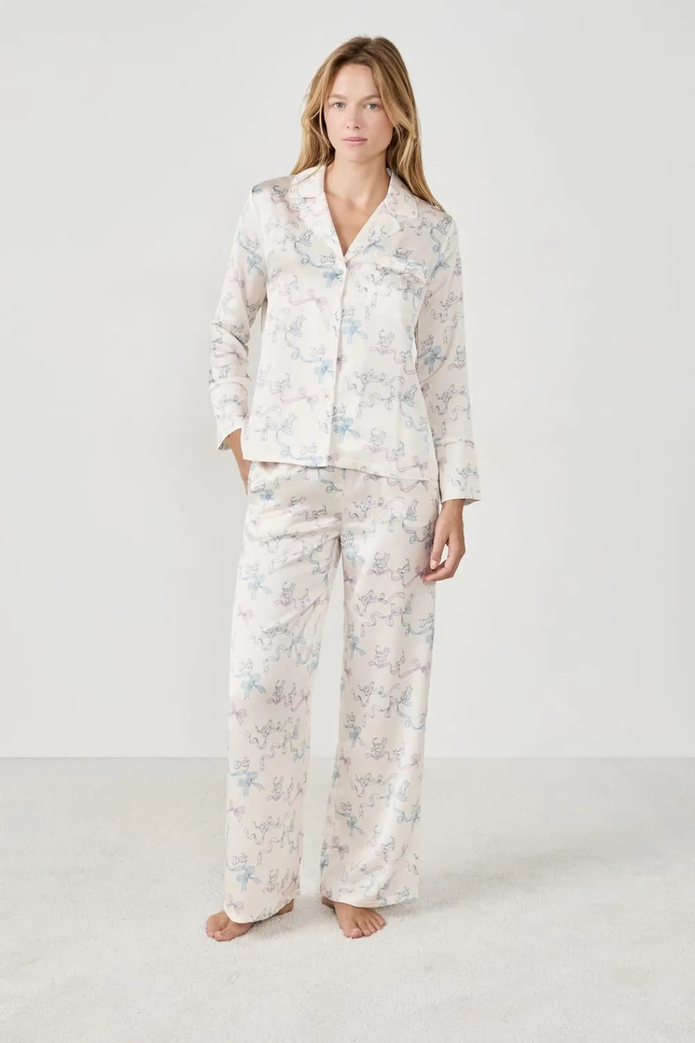 Online ETAM Pantalones de pijama estampados satinados ESTAMPADO BLANCO ROTO