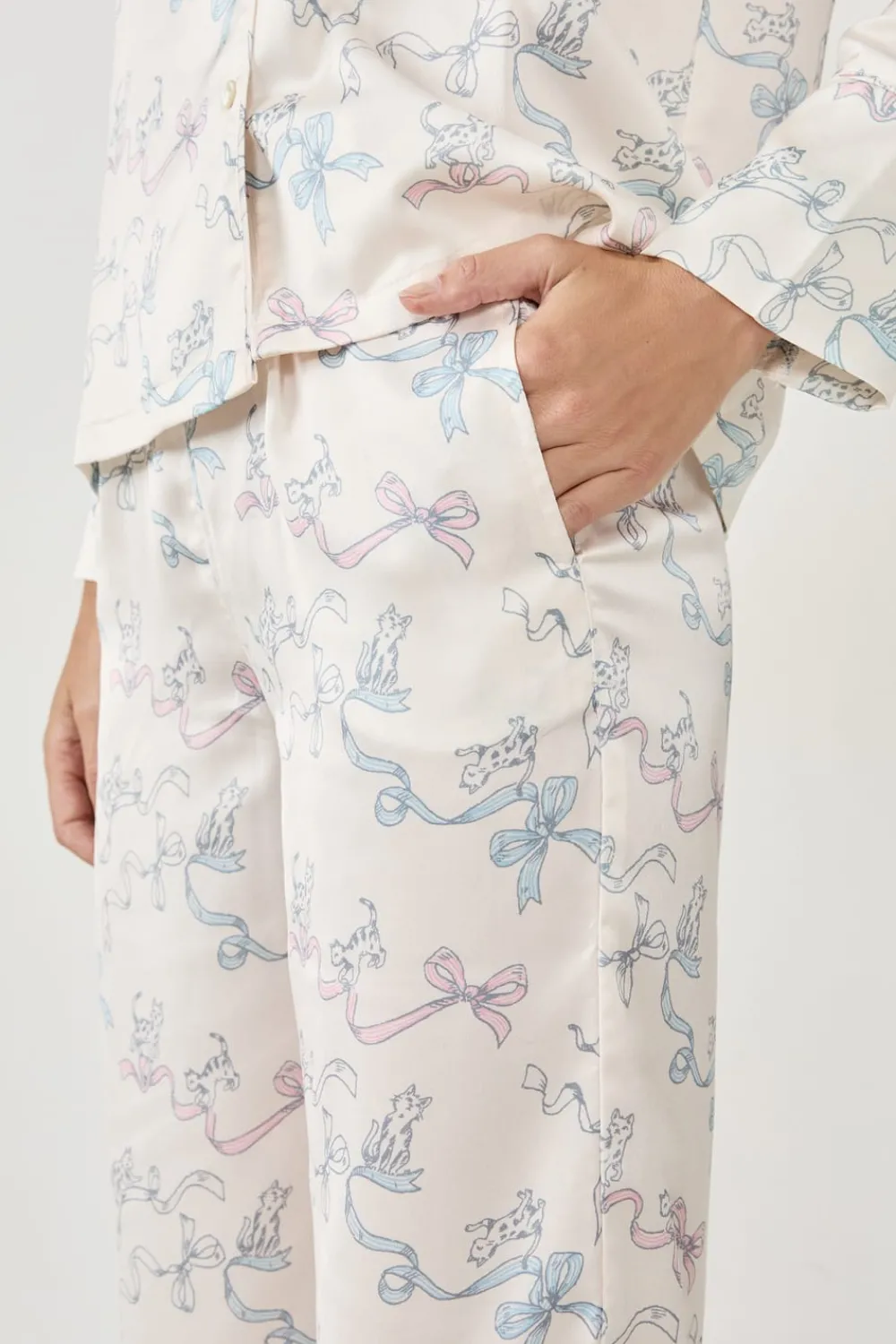 Online ETAM Pantalones de pijama estampados satinados ESTAMPADO BLANCO ROTO