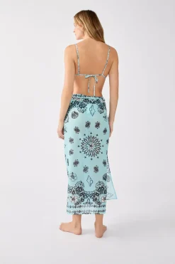 Outlet ETAM Pareo de algodón estampado ESTAMPADO FONDO AZUL