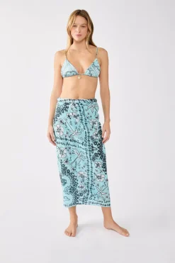 Outlet ETAM Pareo de algodón estampado ESTAMPADO FONDO AZUL