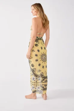 Best ETAM Pareo de algodón estampado ESTAMPADO FONDO AMARILLO