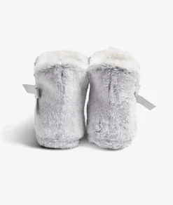 Best ETAM Patucos de peluche con lazos Corgi GRIS CLARO