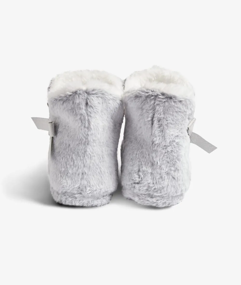 Best ETAM Patucos de peluche con lazos Corgi GRIS CLARO