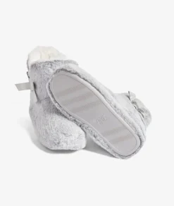 Best ETAM Patucos de peluche con lazos Corgi GRIS CLARO