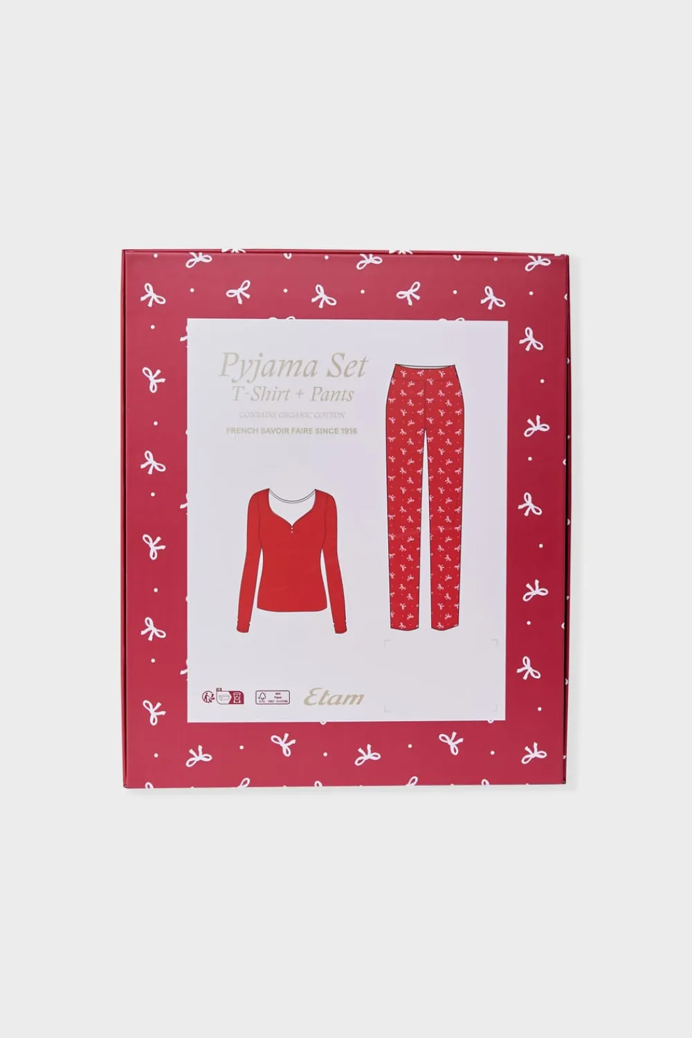 Clearance ETAM Pijama de 2 piezas con estampado de algodón ROJO