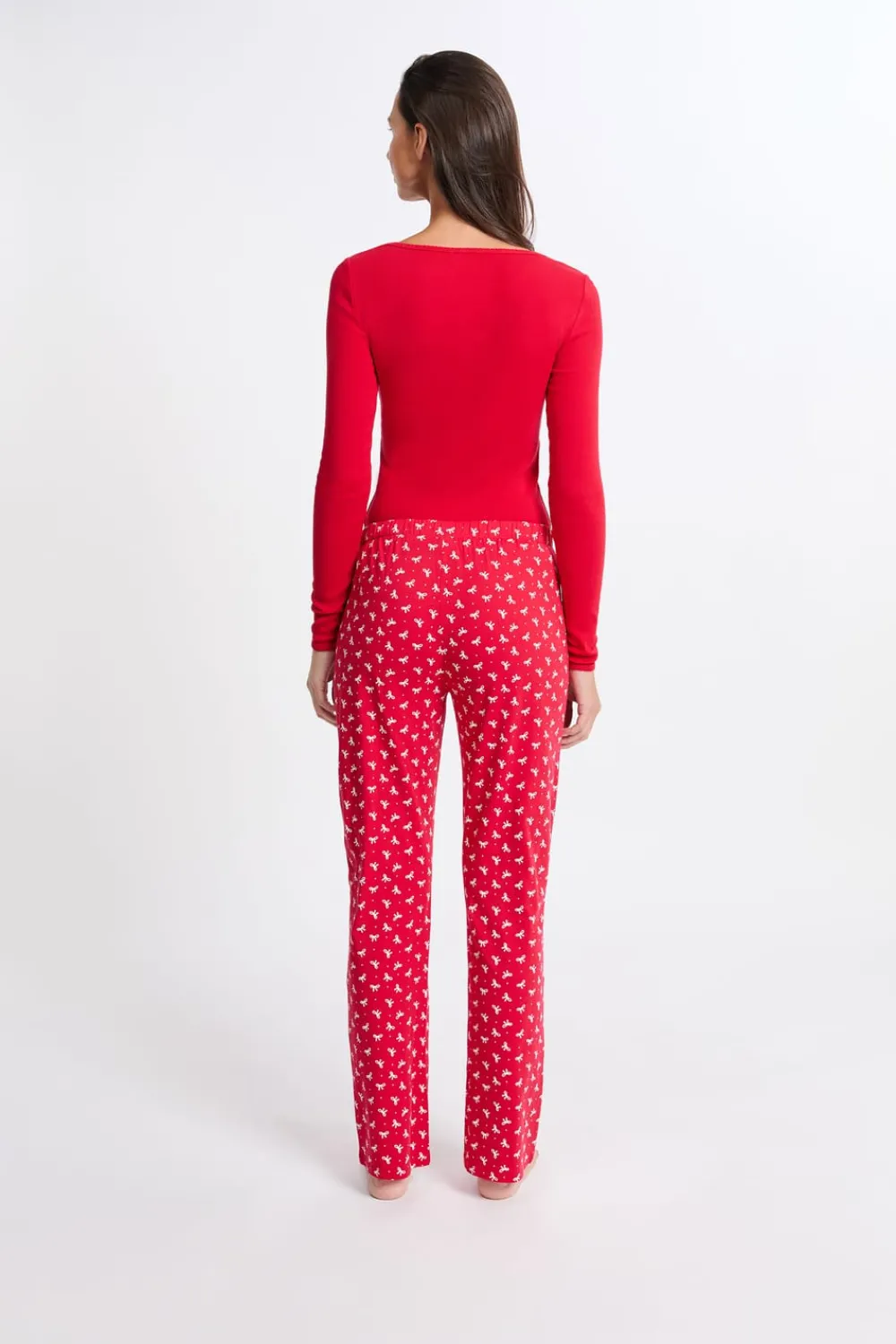 Clearance ETAM Pijama de 2 piezas con estampado de algodón ROJO