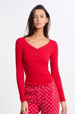 Clearance ETAM Pijama de 2 piezas con estampado de algodón ROJO