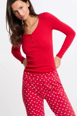 Clearance ETAM Pijama de 2 piezas con estampado de algodón ROJO