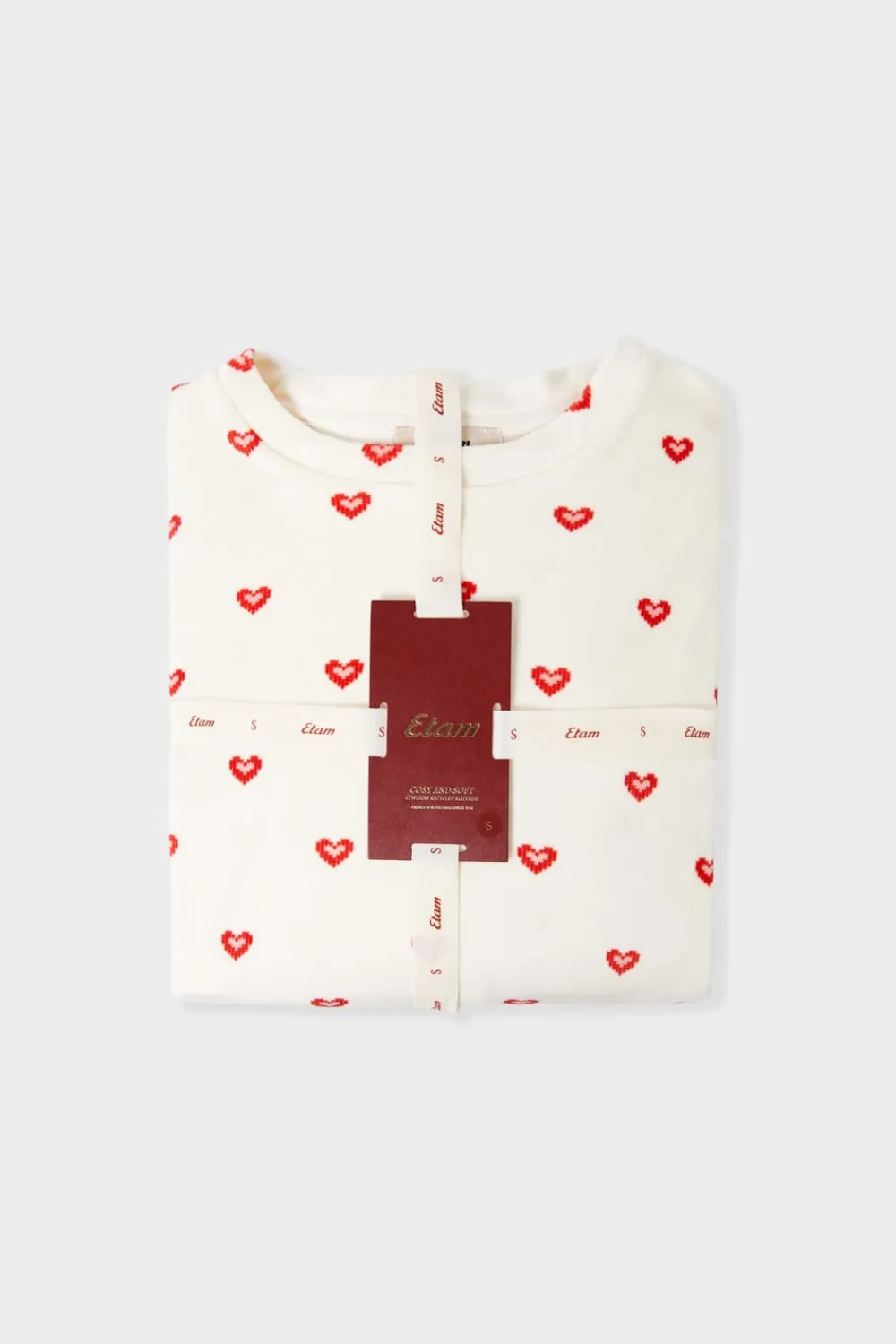 Hot ETAM Pijama de 2 piezas con estampado de corazones CRUDO