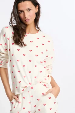 Hot ETAM Pijama de 2 piezas con estampado de corazones CRUDO