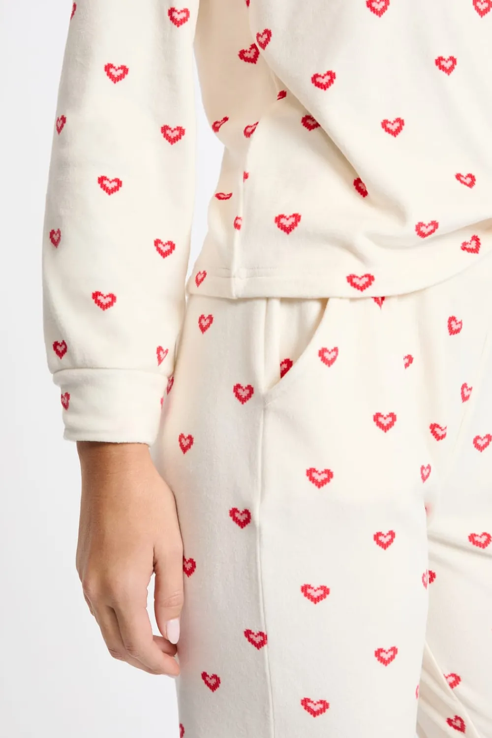 Hot ETAM Pijama de 2 piezas con estampado de corazones CRUDO