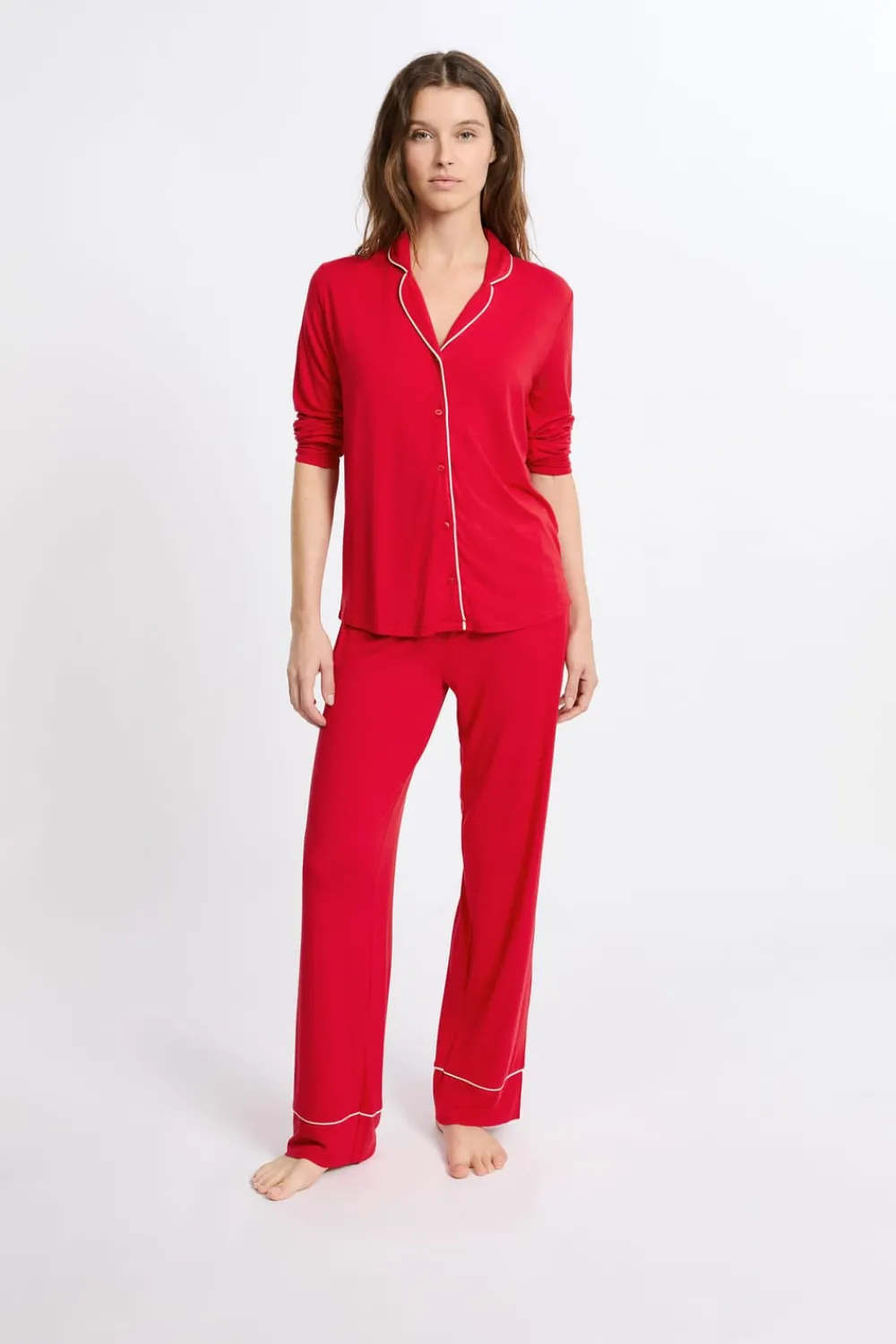 ETAM Pijama de 2 piezas de manga larga ROJO
