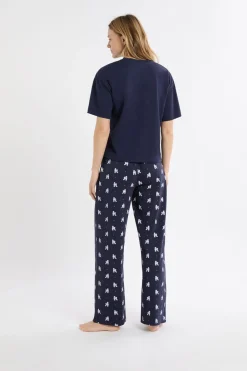 ETAM Pijama de dos piezas con estampado de perros marino