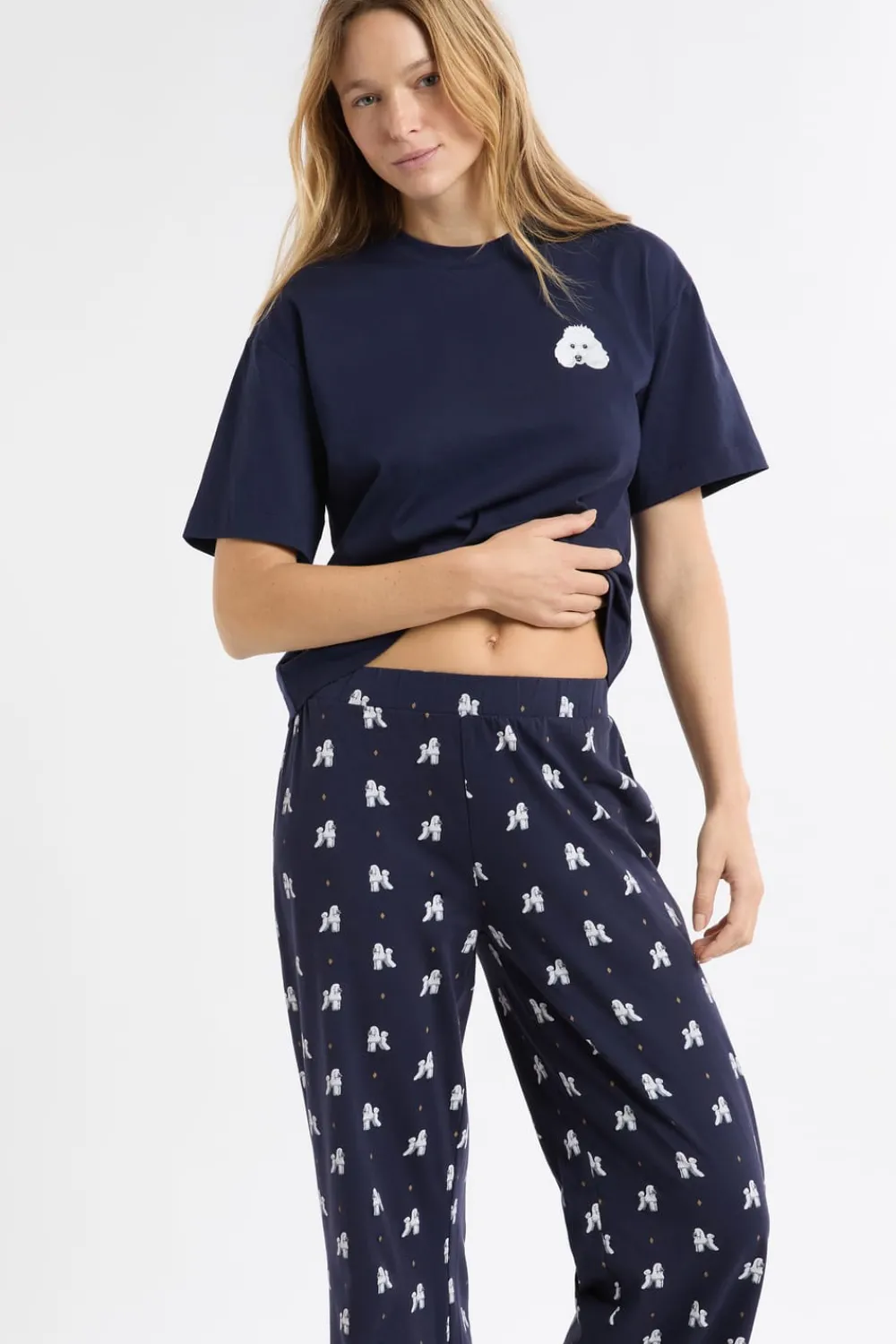 ETAM Pijama de dos piezas con estampado de perros marino