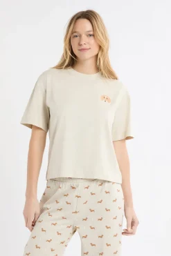 ETAM Pijama de dos piezas con estampado de perros BEIGE