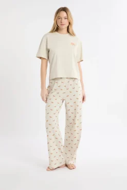 ETAM Pijama de dos piezas con estampado de perros BEIGE