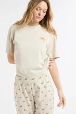 ETAM Pijama de dos piezas con estampado de perros BEIGE