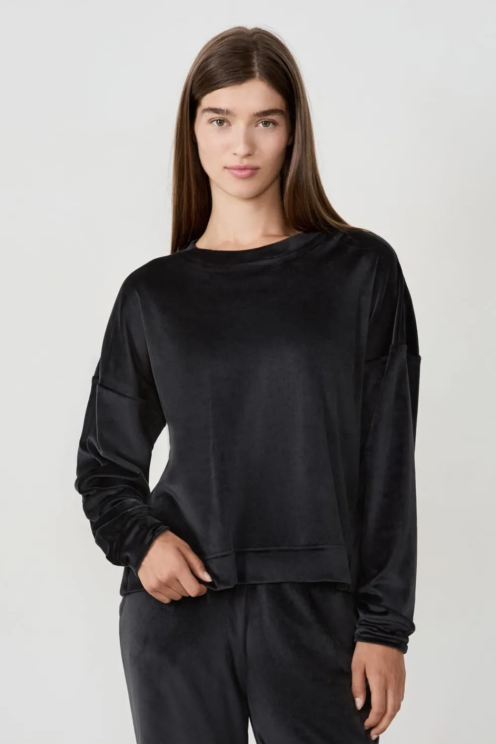 New ETAM Pijama de terciopelo sudadera NEGRO