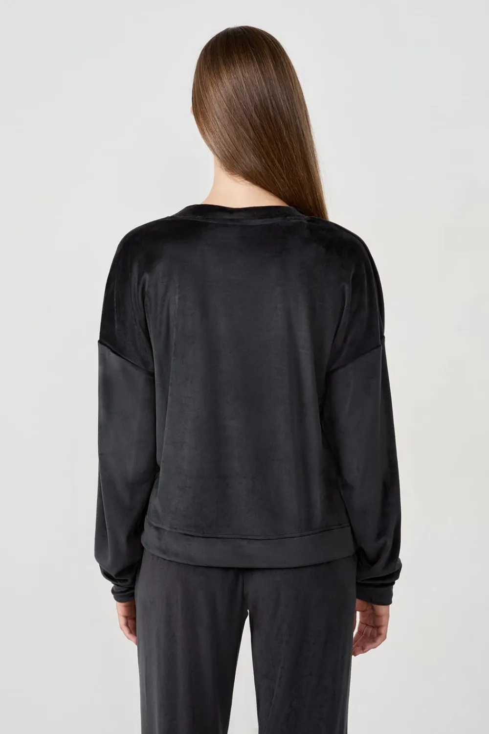 New ETAM Pijama de terciopelo sudadera NEGRO