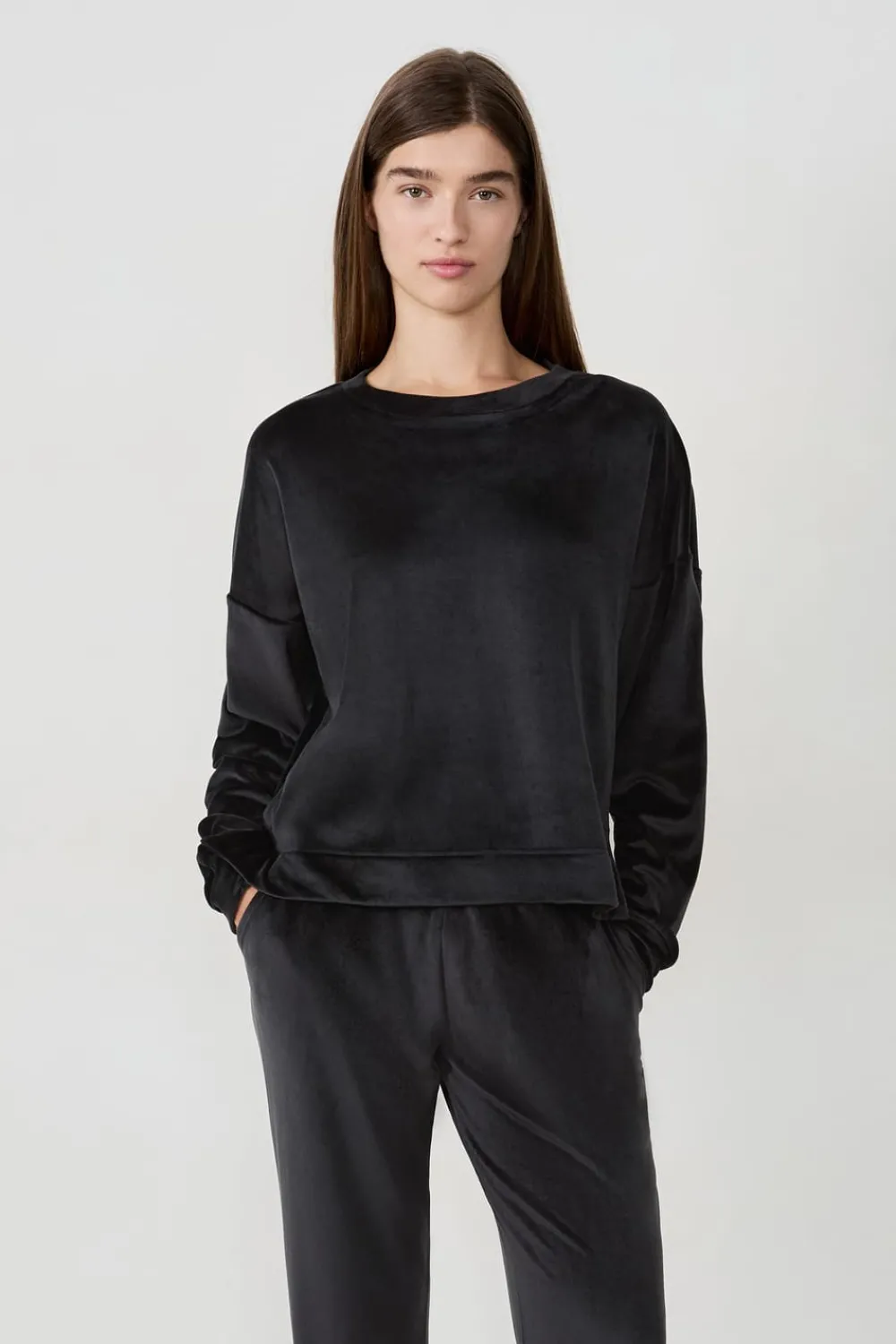 New ETAM Pijama de terciopelo sudadera NEGRO