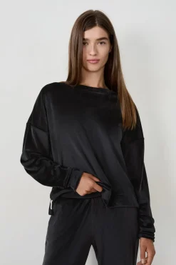 New ETAM Pijama de terciopelo sudadera NEGRO