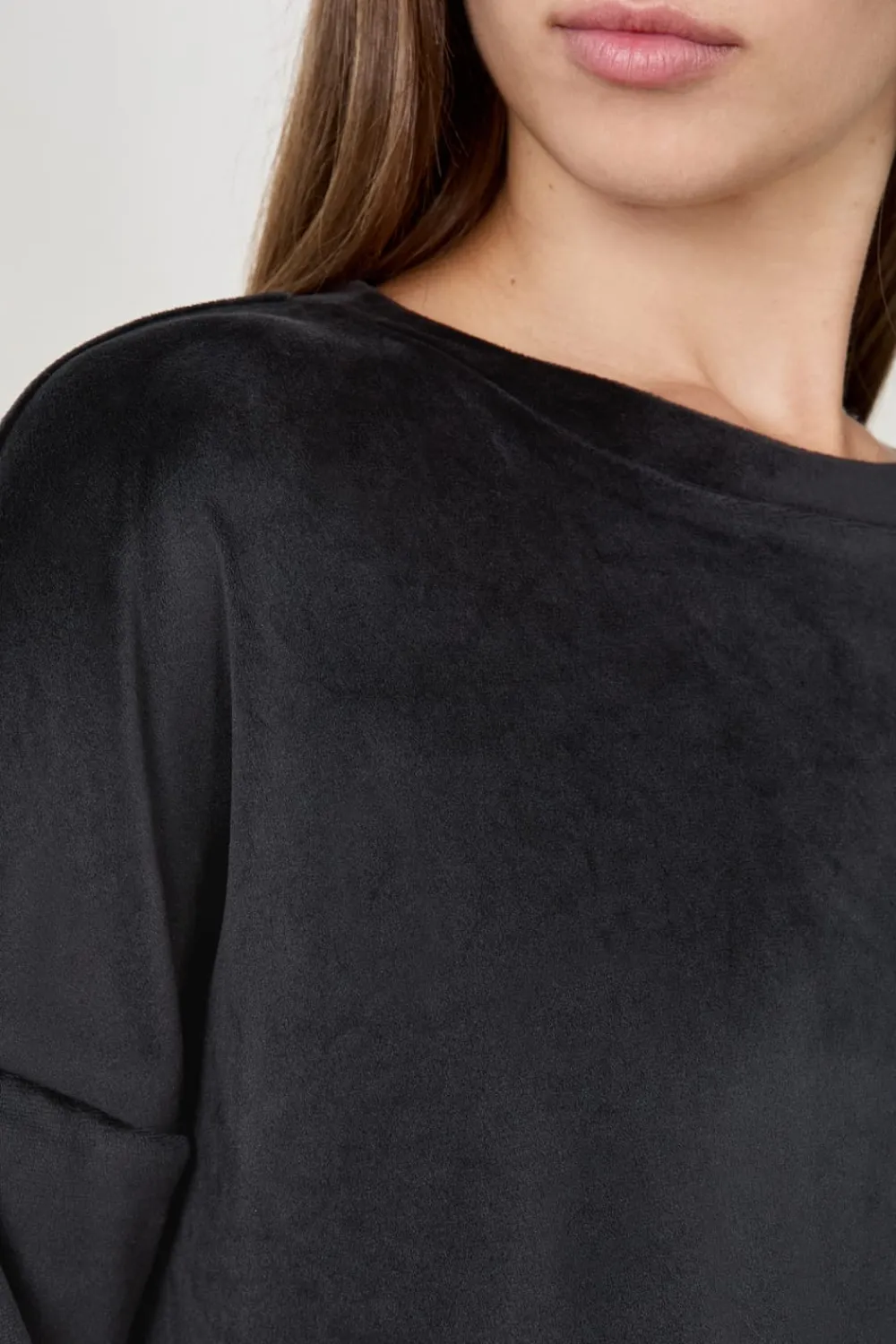 New ETAM Pijama de terciopelo sudadera NEGRO