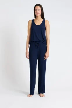 Best ETAM Pijama de tres piezas de satén AZUL OSCURO