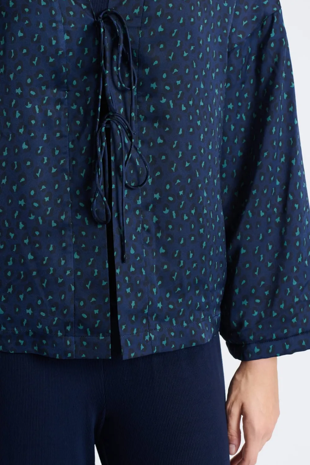 Best ETAM Pijama de tres piezas de satén AZUL OSCURO