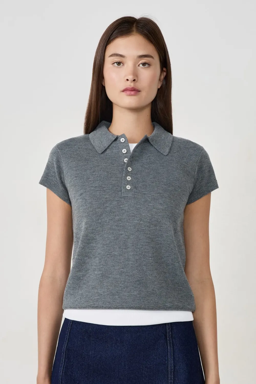 Discount ETAM Polo de manga corta con botones GRIS