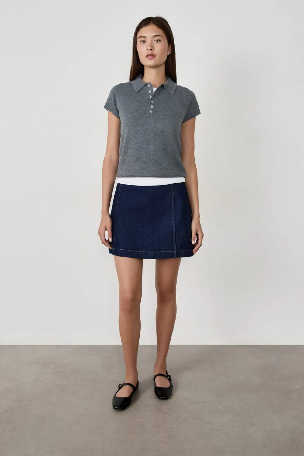 Discount ETAM Polo de manga corta con botones GRIS