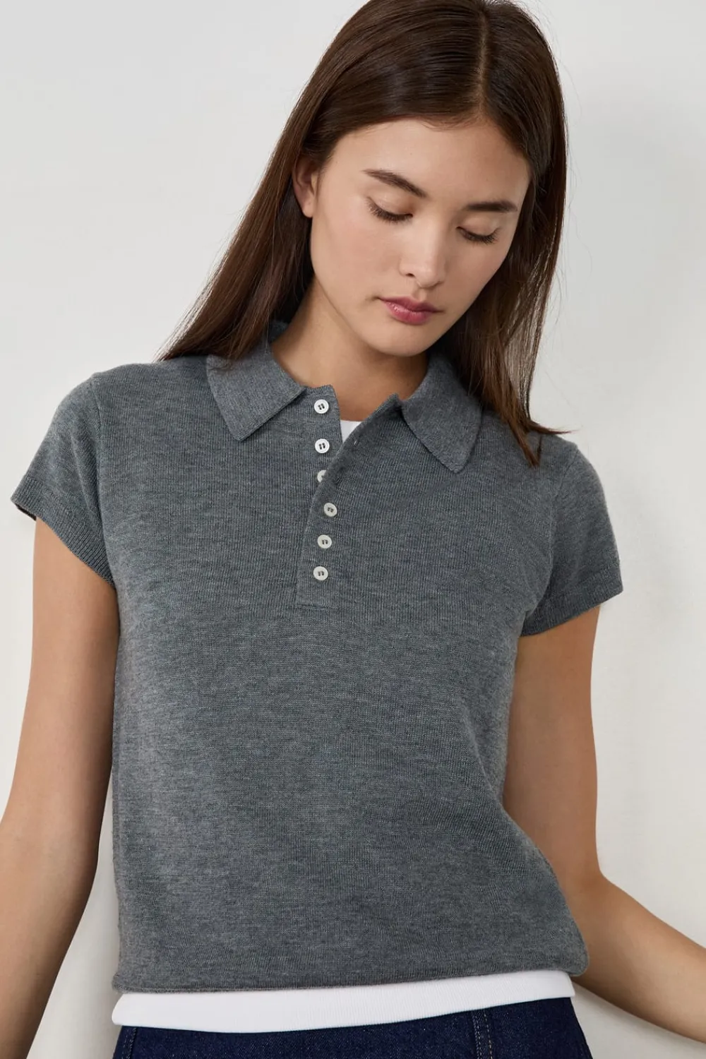 Discount ETAM Polo de manga corta con botones GRIS