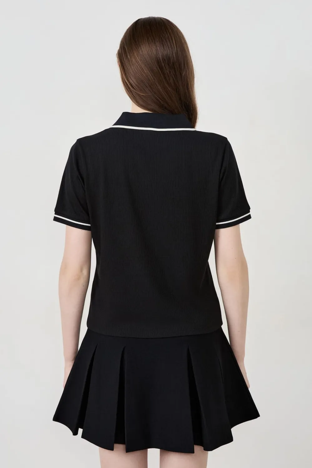 ETAM Polo de manga corta de algodón NEGRO