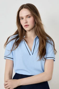 Hot ETAM Polo de manga corta de algodón AZUL