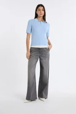 Online ETAM Polo de manga corta de punto fino AZUL