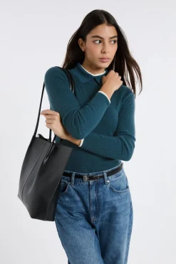 Sale ETAM Polo de manga larga VERDE PATO
