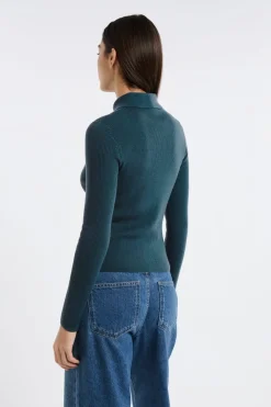 Sale ETAM Polo de manga larga VERDE PATO