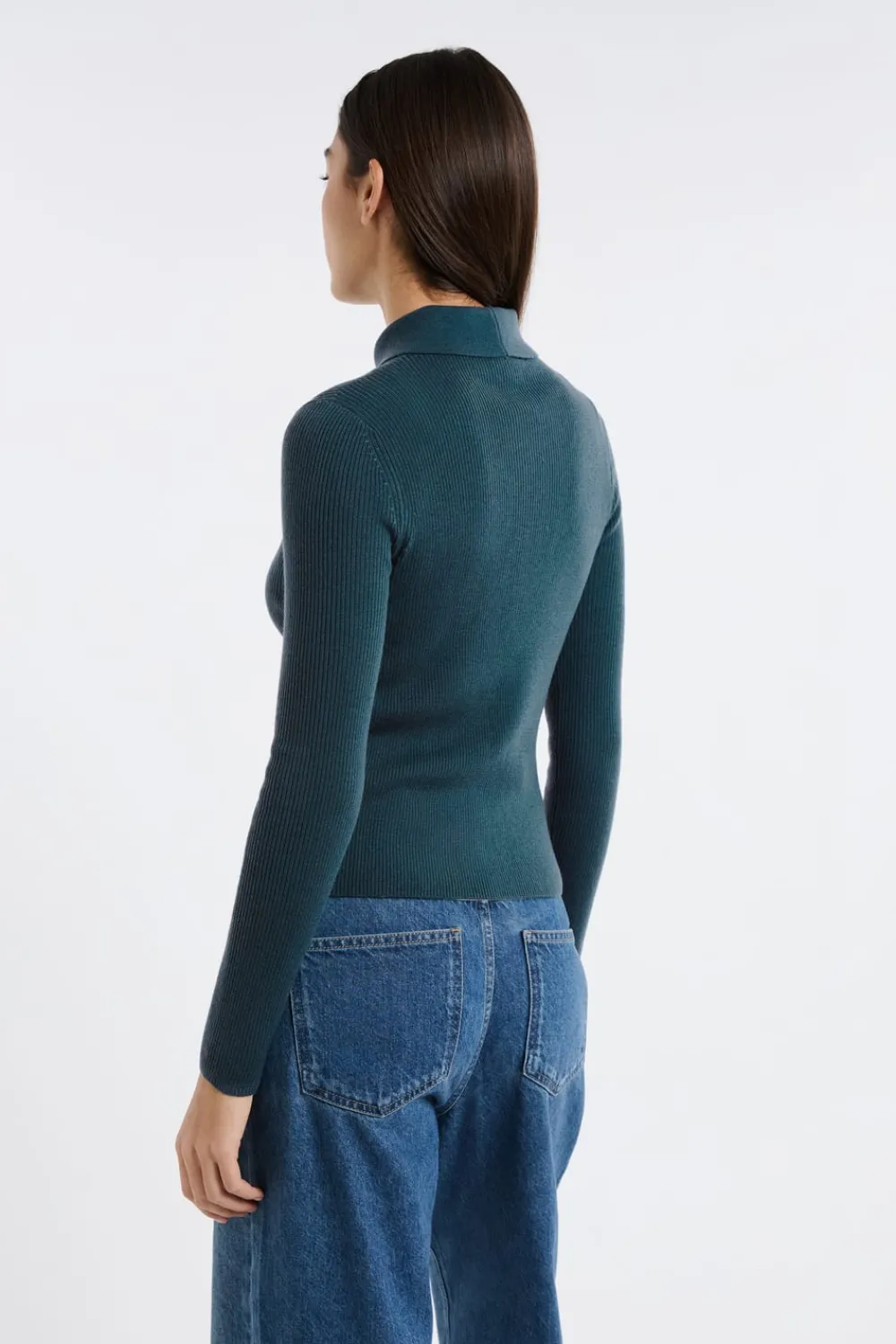 Sale ETAM Polo de manga larga VERDE PATO
