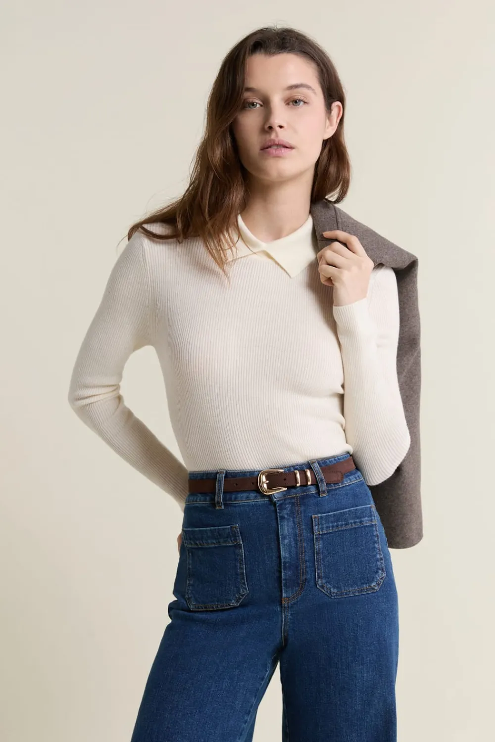 New ETAM Polo de manga larga crudo