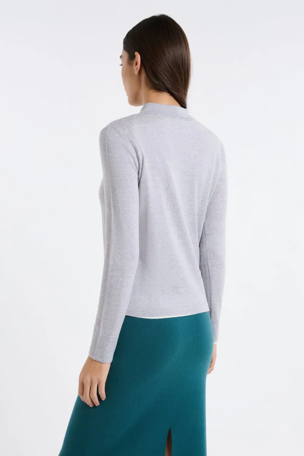 New ETAM Polo de manga larga de lana GRIS CLARO