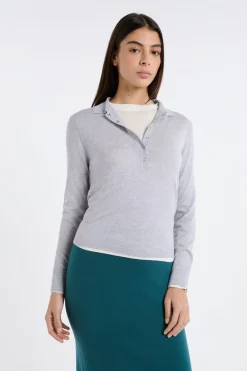New ETAM Polo de manga larga de lana GRIS CLARO