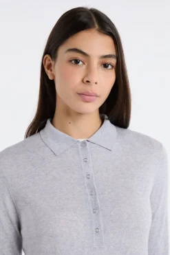 New ETAM Polo de manga larga de lana GRIS CLARO