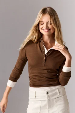 New ETAM Polo de manga larga de lana CHOCOLATE