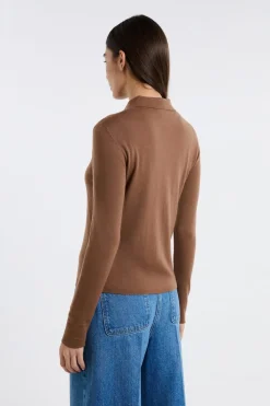New ETAM Polo de manga larga de lana CHOCOLATE