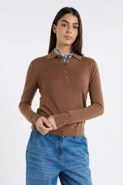 New ETAM Polo de manga larga de lana CHOCOLATE