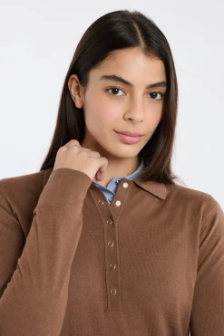 New ETAM Polo de manga larga de lana CHOCOLATE