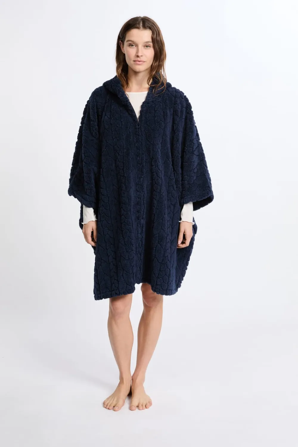 Outlet ETAM Poncho efecto polar MARINO