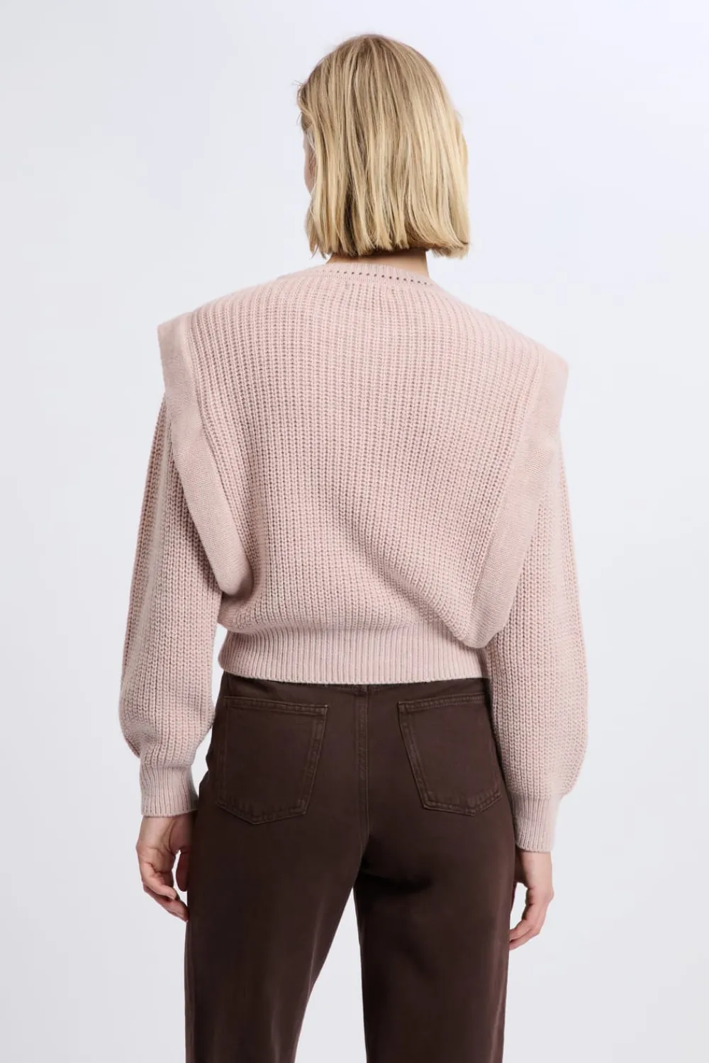 Outlet ETAM Pull à épaulettes avec laine ROSE CLAIR